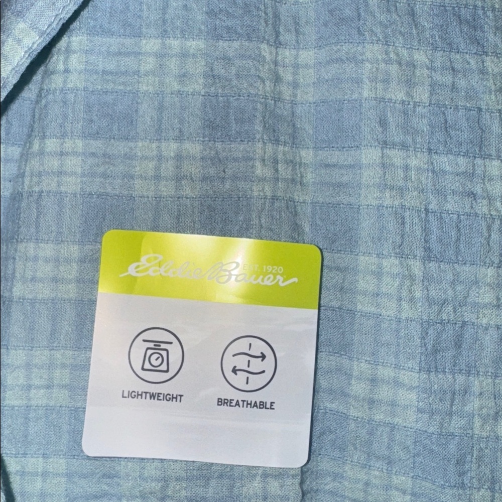 Eddie Bauer Women XL Blue Plaid Button Up Shirt Short Sleeve Casual Top - Picture 3 of 8